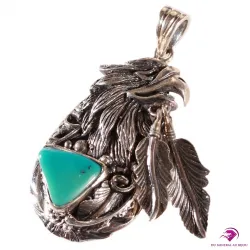 Pendentif en argent aigle avec turquoise