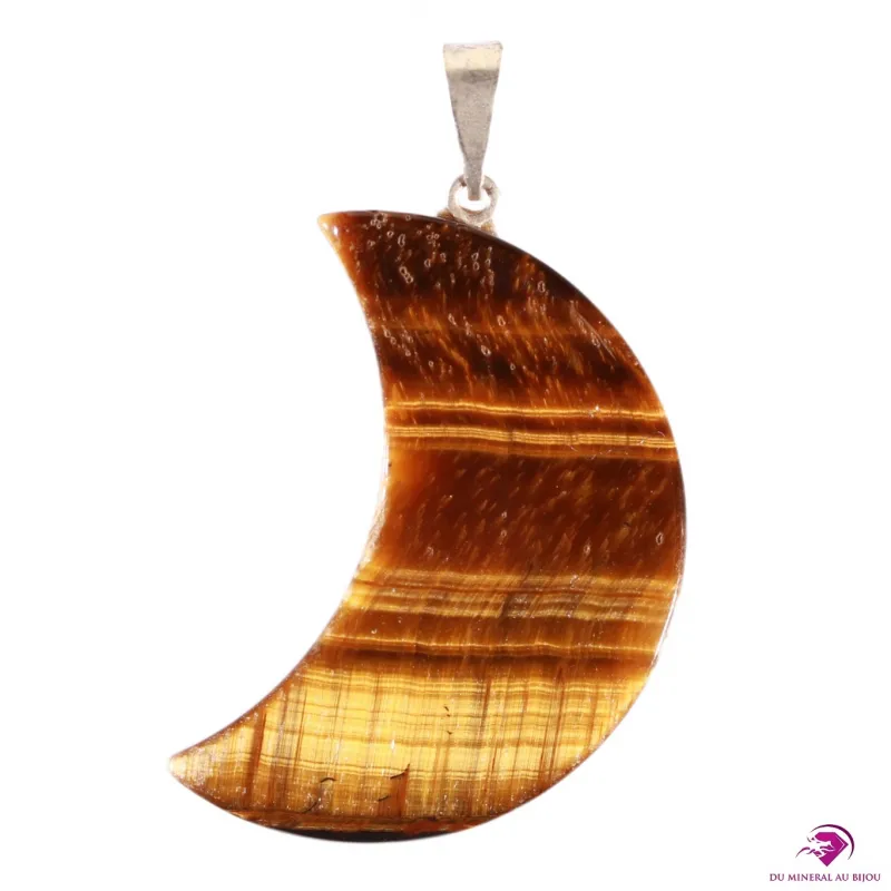 Pendentif Lune en Oeil de tigre