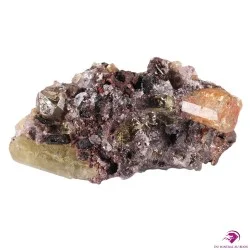 Cristaux d'Apatite jaune sur matrice de Magnétite et Quartz Mexique