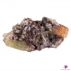 Cristaux d'Apatite jaune sur matrice de Magnétite et Quartz Durango Mexique