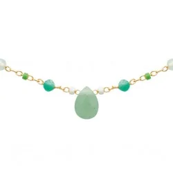 Collier en Aventurine - Plaqué Or 750 - Goutte d'Aube