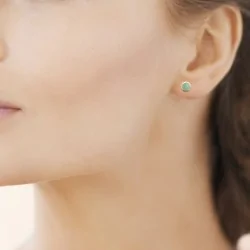 Boucles d'oreilles puces en Aventurine verte - Plaqué Or 750 - Nymphéa Auréa
