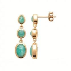 Boucles d'oreilles en Amazonite - Plaqué Or 750 - Lagon Doré